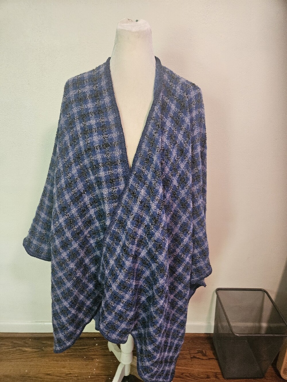 Boyne Valley Weavers Irish Wool Shawl Blue Plaid One Size